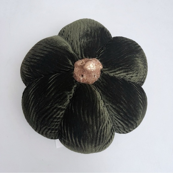 Emerald Green Ribbed Velvet Gold Sparkly Stem Pumpkin Plush Fall Home Decor - Picture 6 of 11